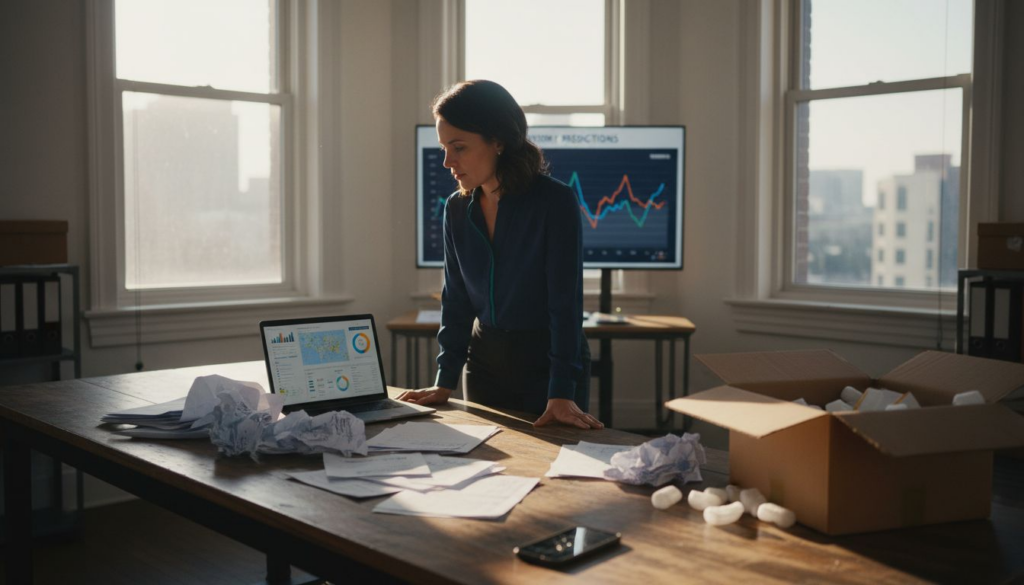 Manager reviews inventory forecast dashboard