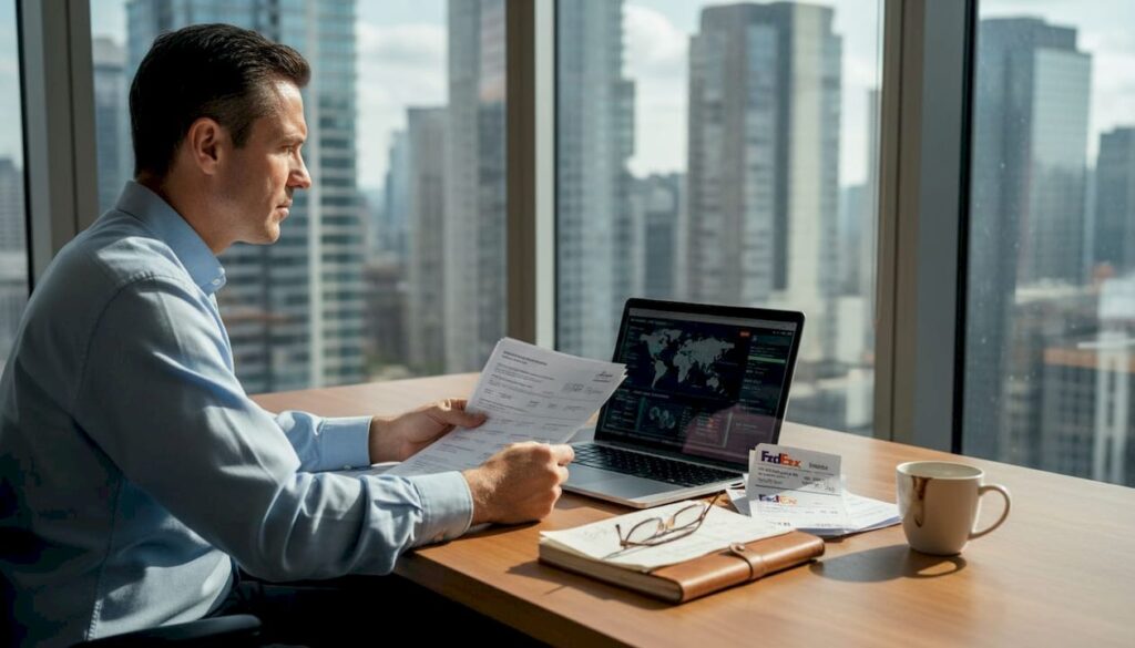 Logistics manager reviewing cross-border shipment