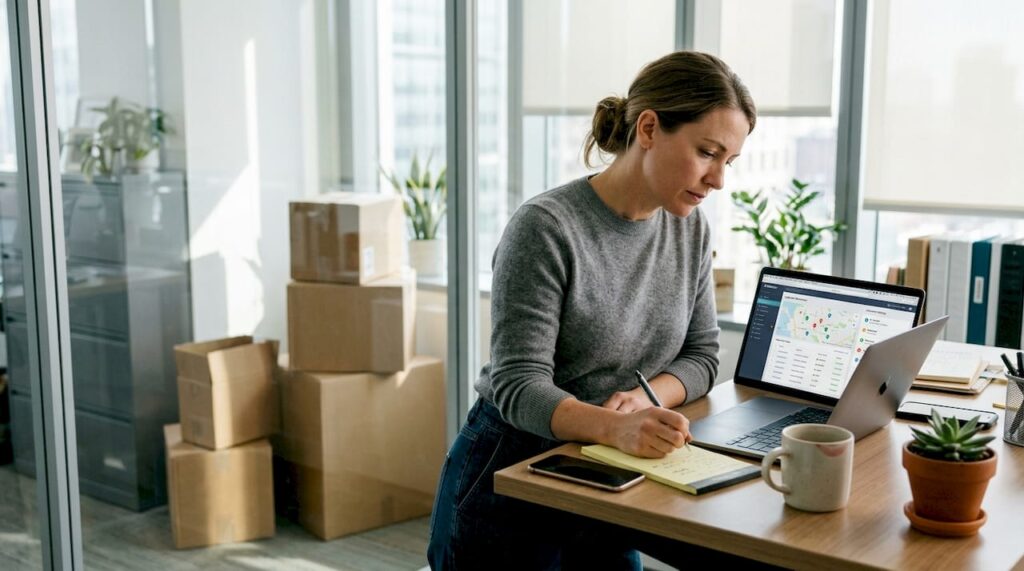 Ecommerce manager tracking delivery data