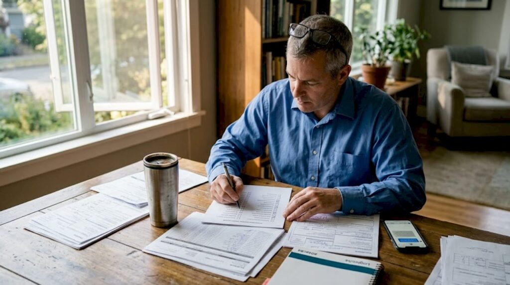 Logistics manager reviewing cross-border shipping checklist