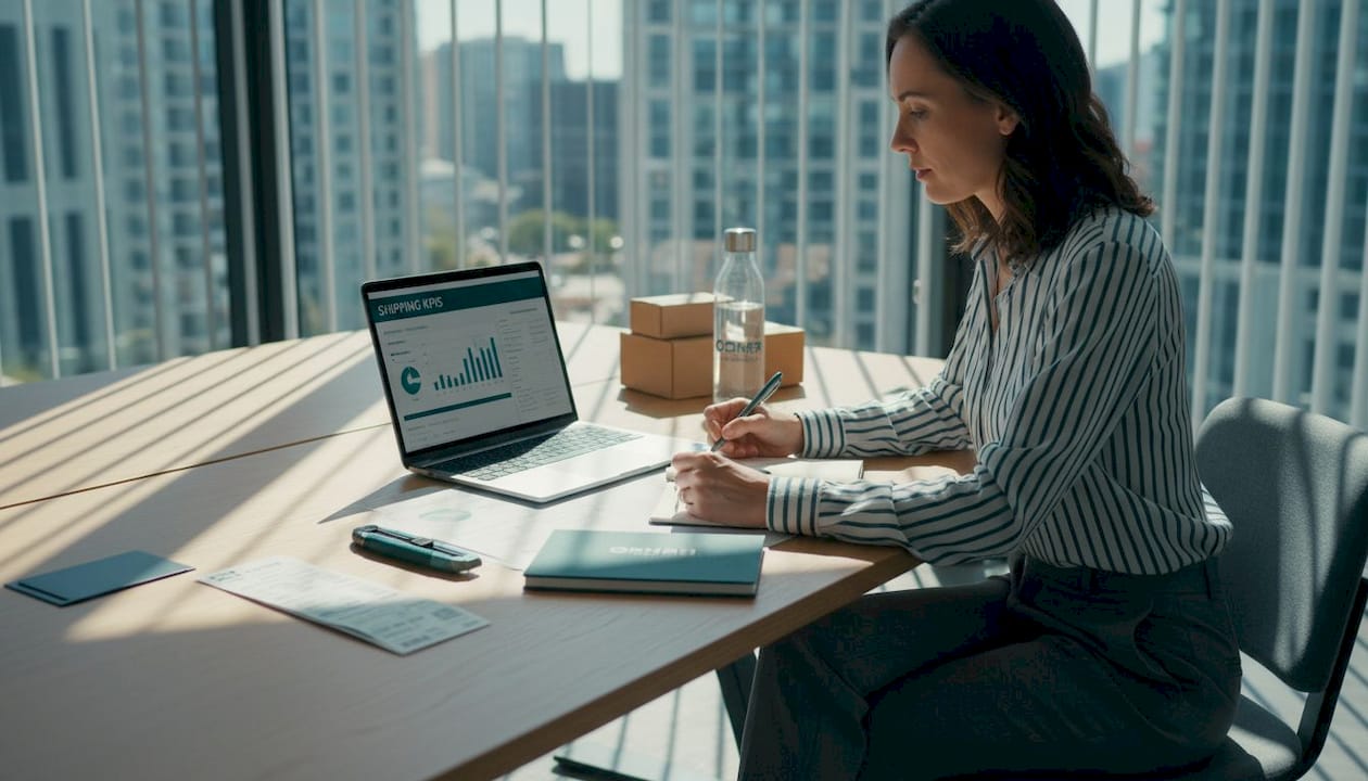 Logistics manager reviewing shipping KPIs