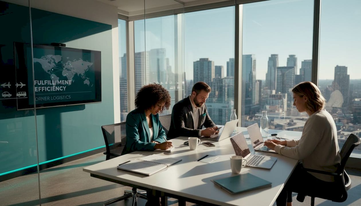 Team meeting on supply chain logistics