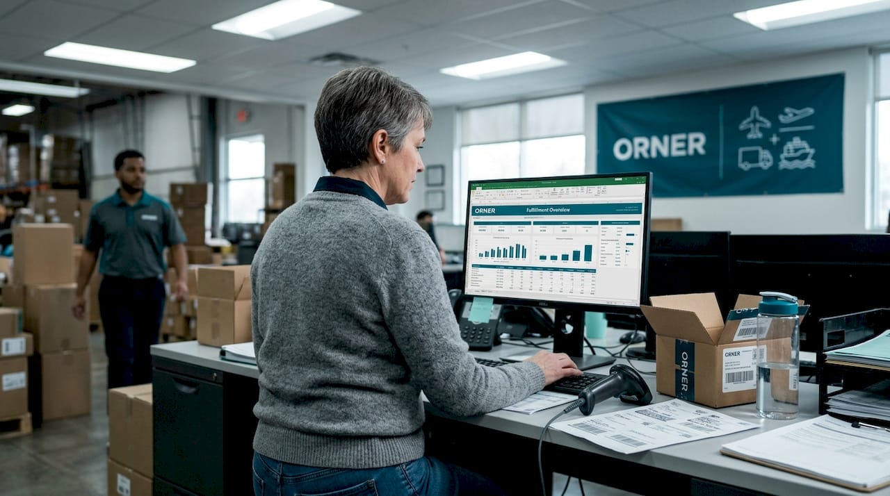 Logistics manager reviewing fulfillment overview dashboard