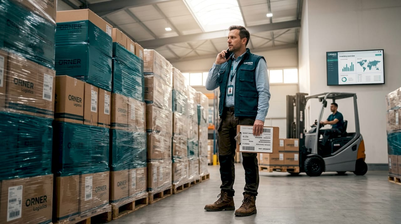 Warehouse manager reviews bulk shipment list