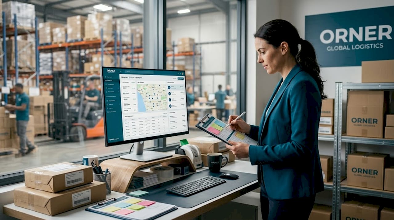 Logistics manager monitoring ecommerce shipping workflow