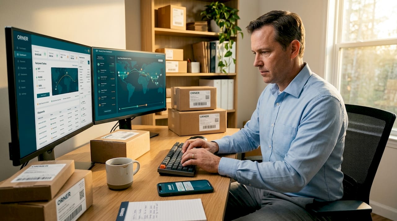 Logistics manager working on e-commerce supply chain