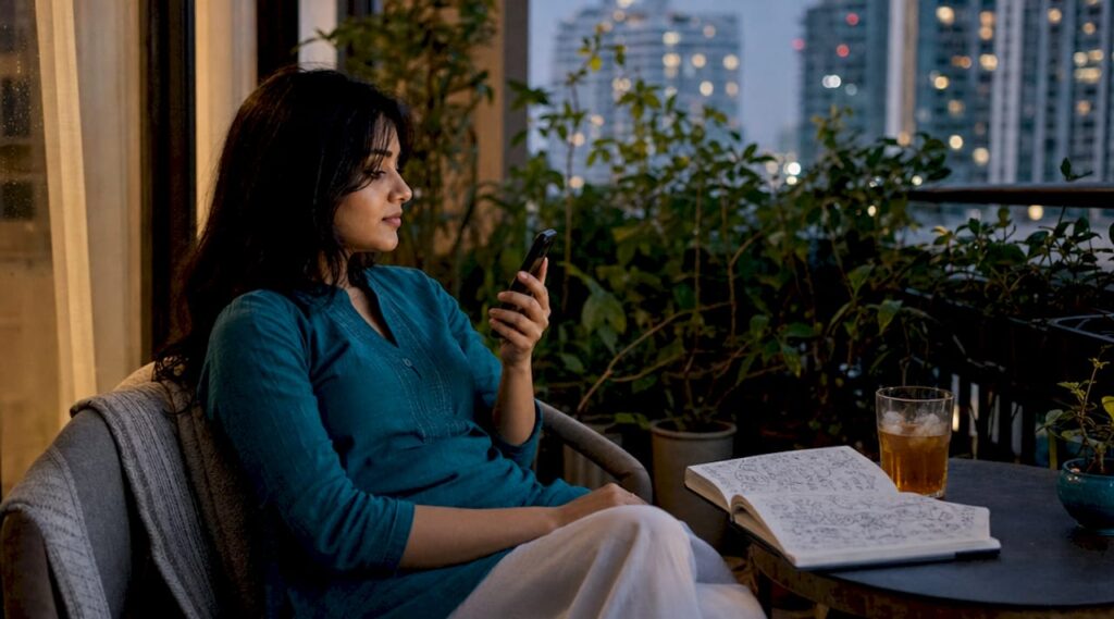 Woman checking order tracking on smartphone