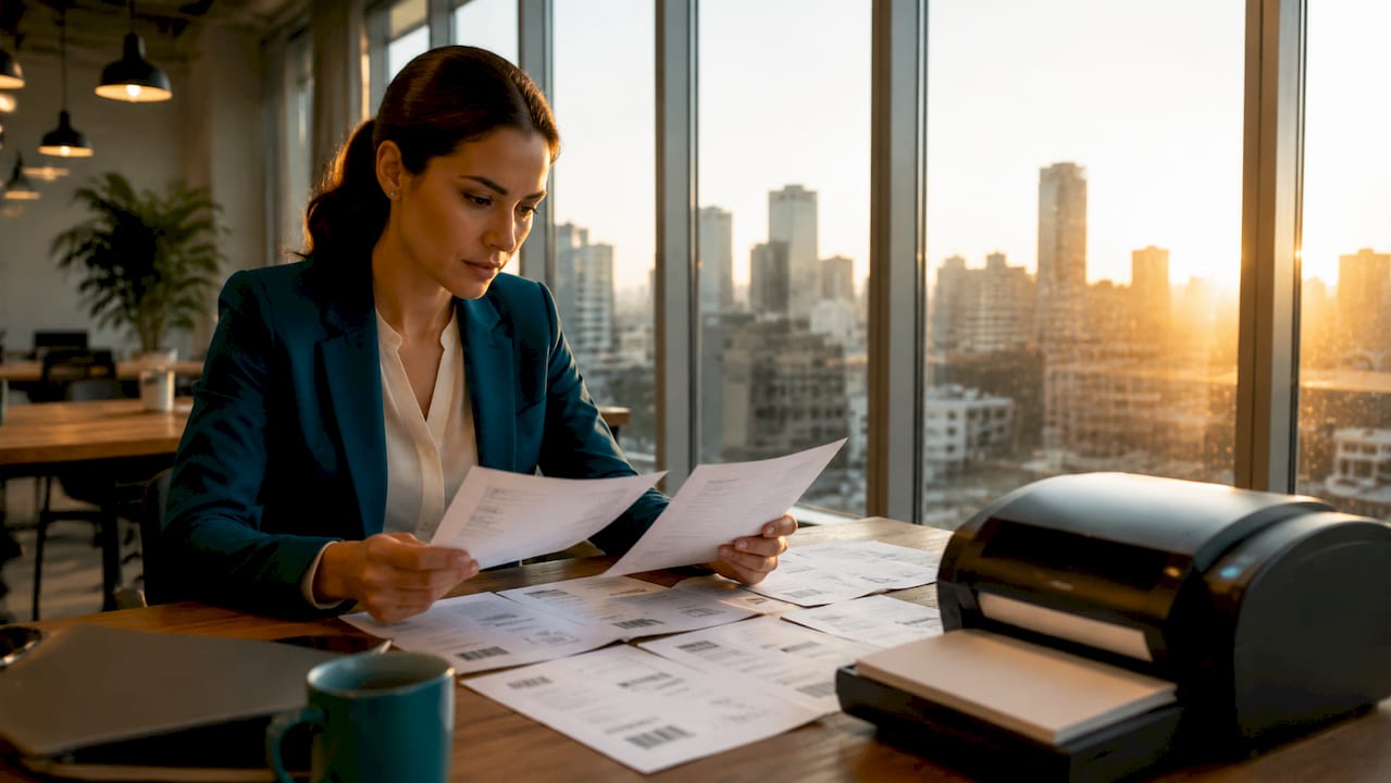 Logistics manager reviewing express delivery orders