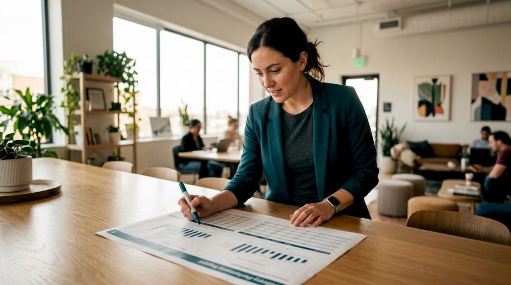 Logistics manager reviewing ecommerce delivery report