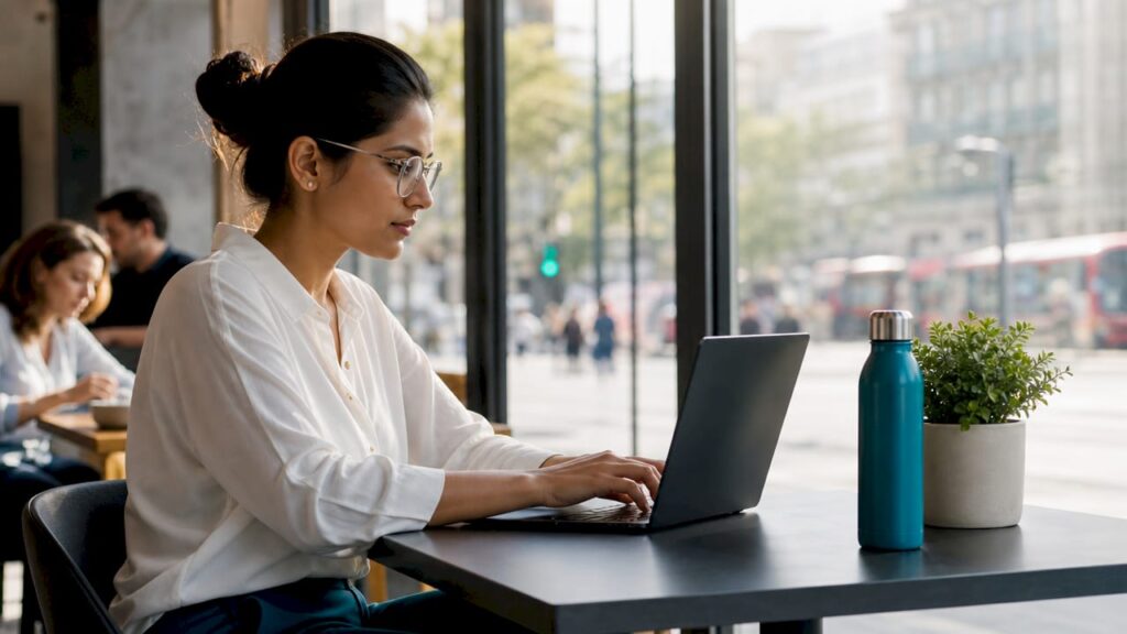 Logistics manager at desk with courier dashboard