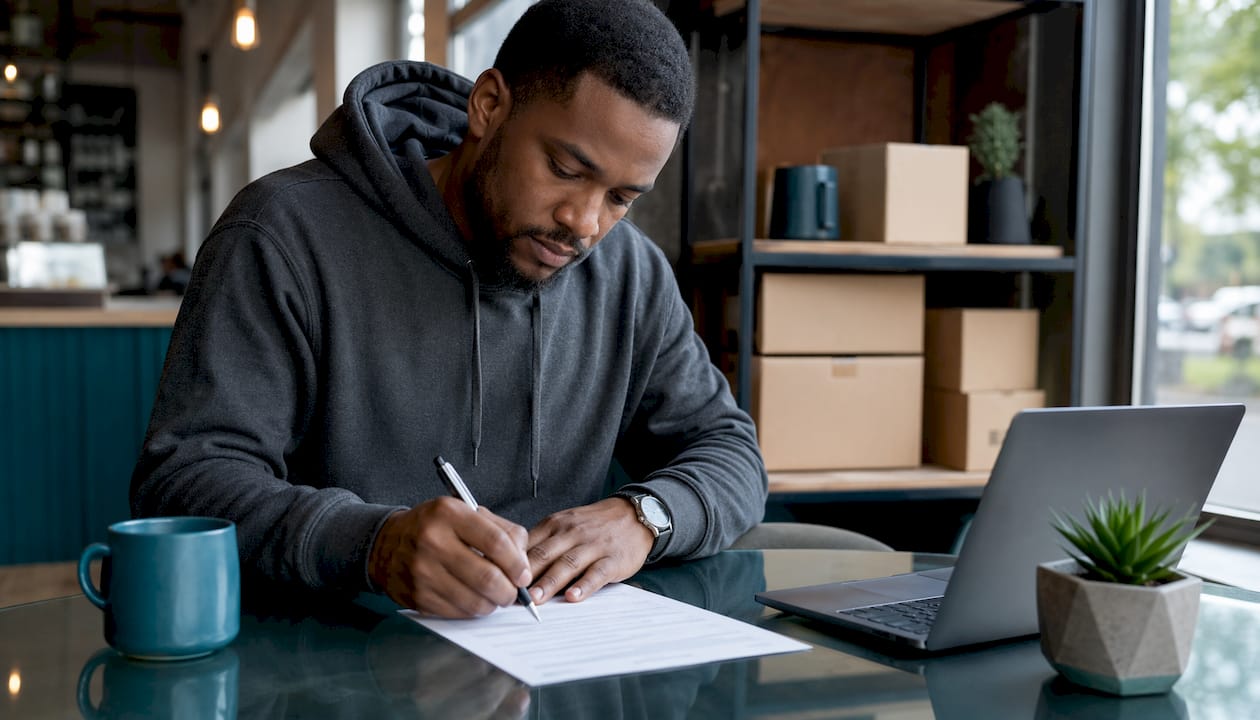 Hands signing third-party insurance claim