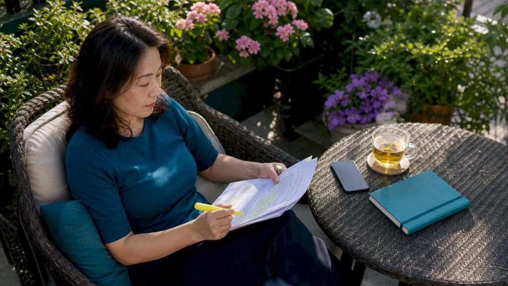 Woman reviewing ecommerce shipping laws at home desk