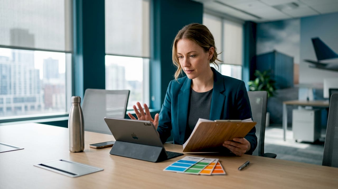 Woman logistics manager reviewing ecommerce shipping