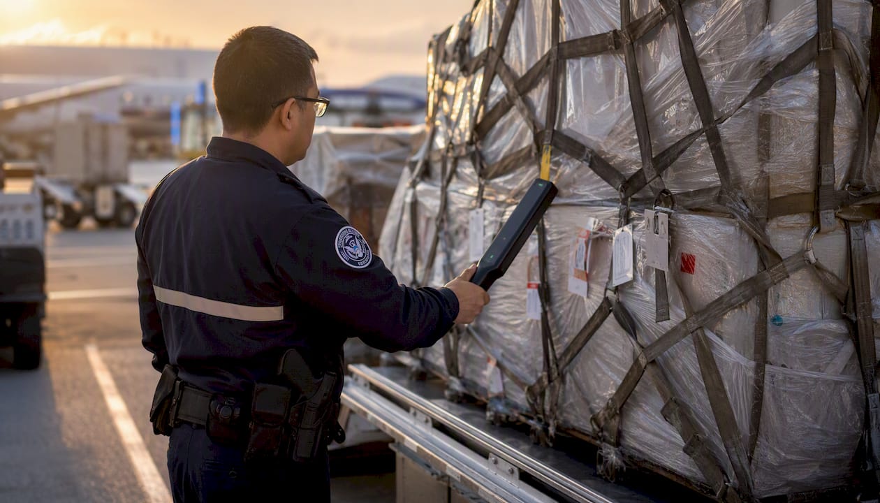 Cargo security inspection at airport checkpoint