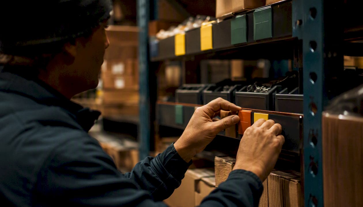 Logistics worker setting inventory buffer tags