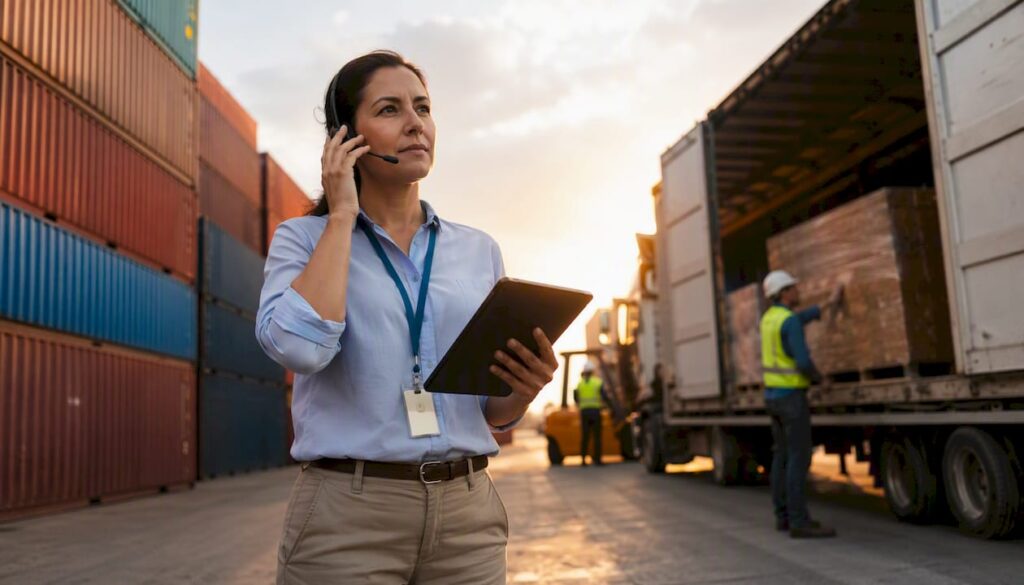 Logistics manager overseeing time-sensitive shipments
