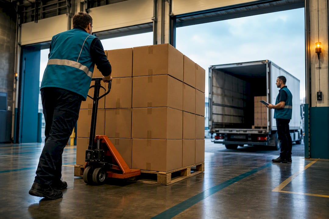 Supplier pallet arriving at receiving dock