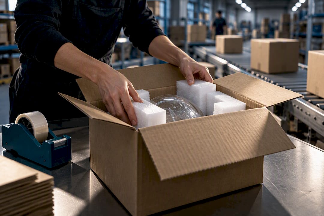 Protective cushioning fitted around fragile shipment