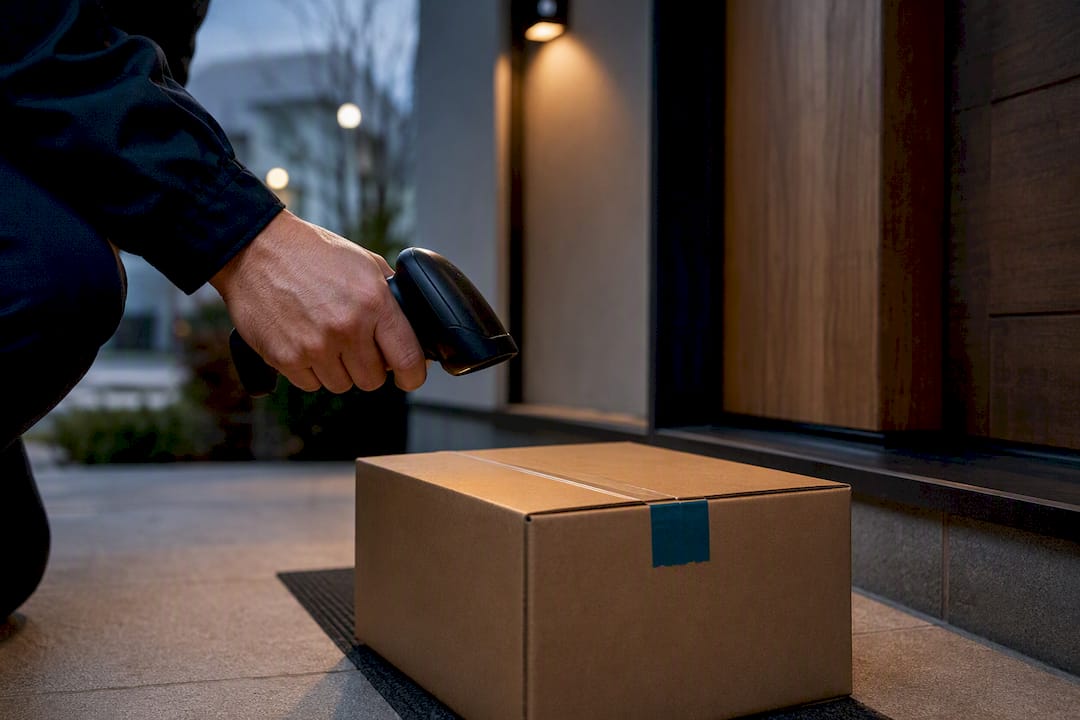 Courier recording final delivery scan