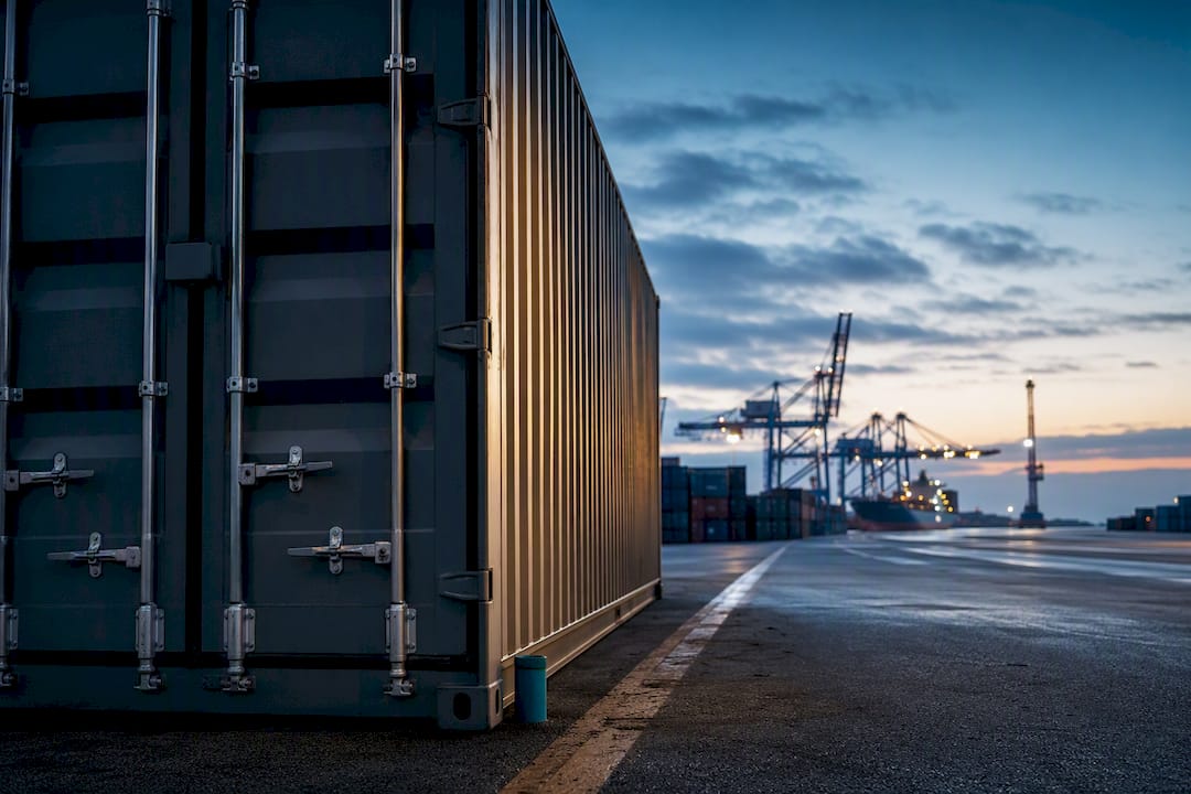 Sealed freight container at intermodal terminal