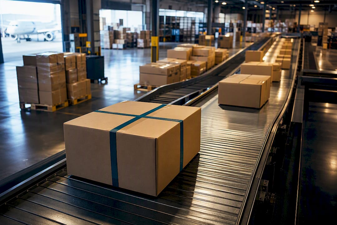 Urgent shipment moving through cargo dispatch