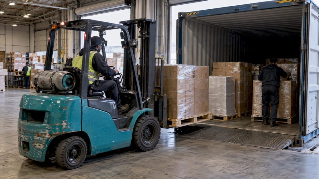Pallets consolidated for shared container freight