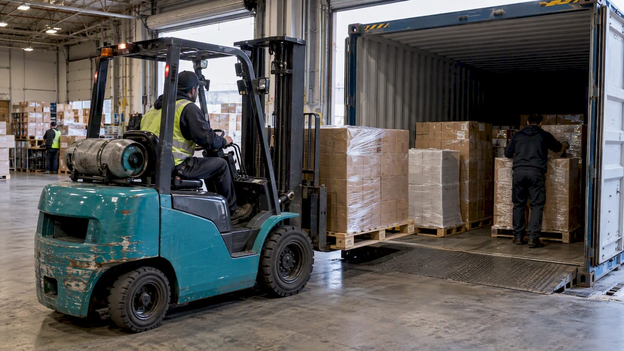 Pallets consolidated for shared container freight