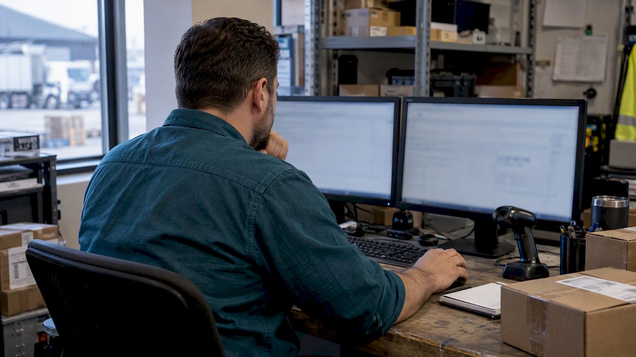 Analyst validating logistics delivery data