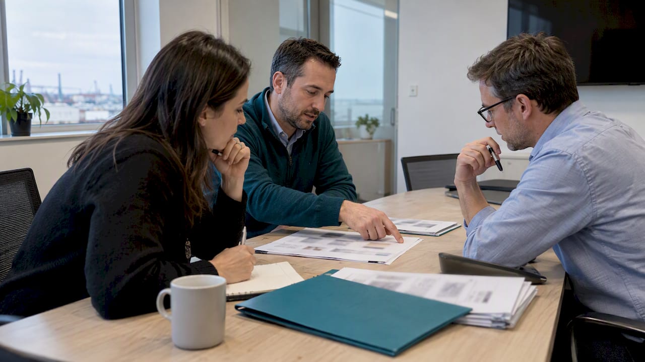Team comparing freight payment vendor proposals