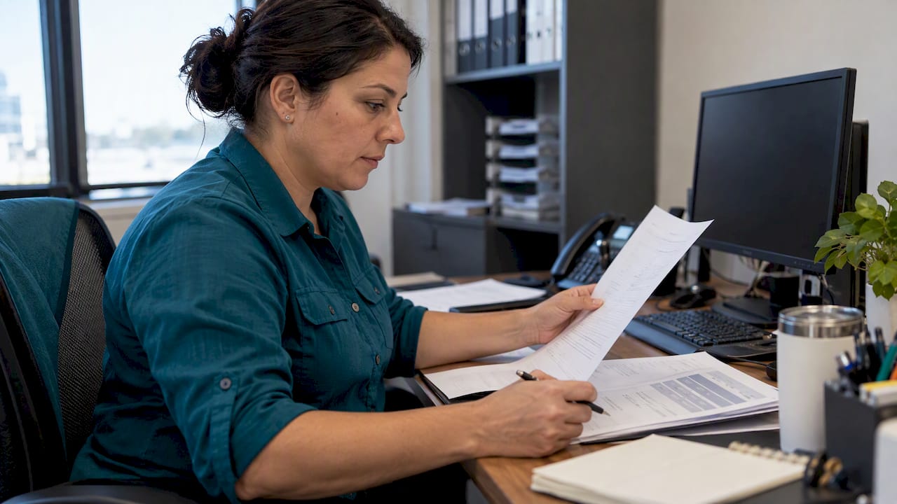 Specialist comparing carrier registration records