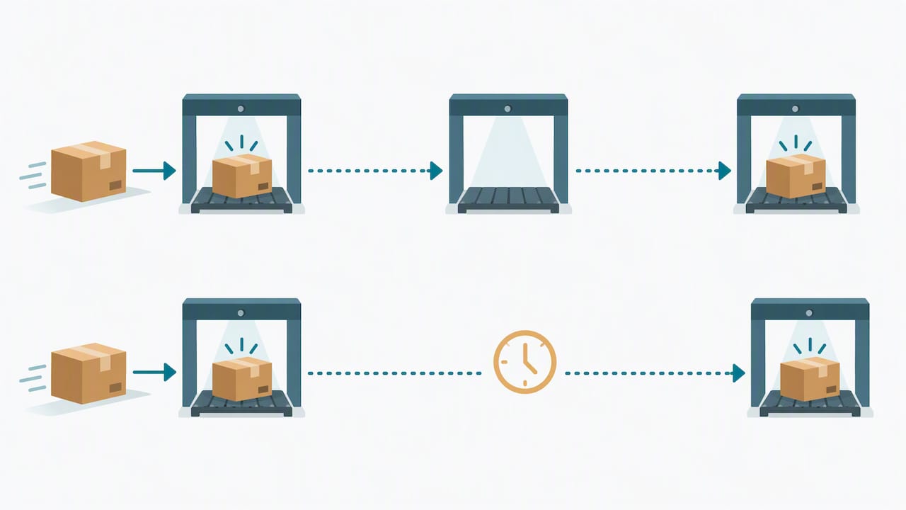 Parcel route showing a missed scan and later update