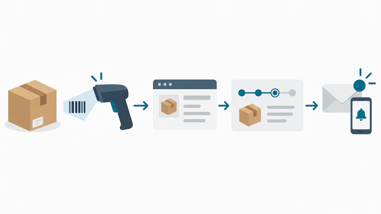 Carrier scan updating an online order status